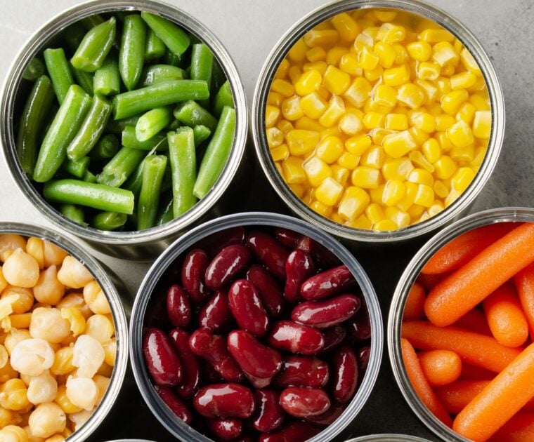 Canned vegetables and legumes